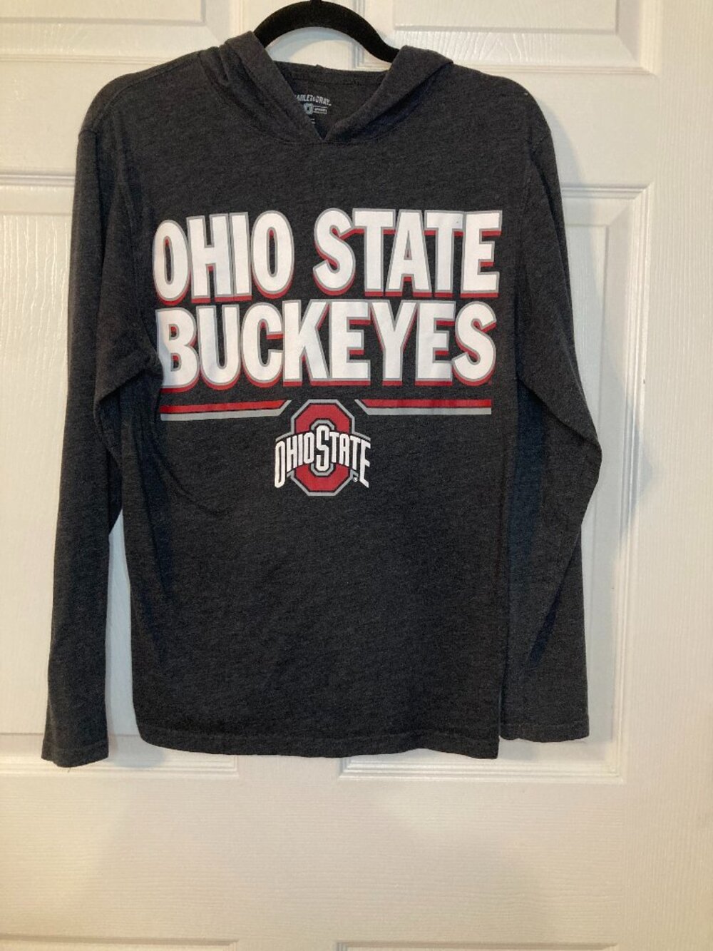 Unisex Dark Gray Ohio State Buckeyes Long-Sleeve Hooded T-Shirt - Size S